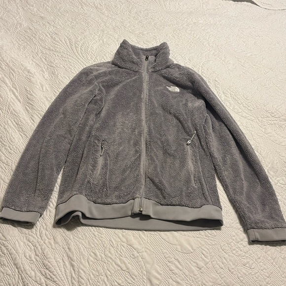 The North Face Jackets & Blazers - The North Face gray fuzzy, zip up jacket size large